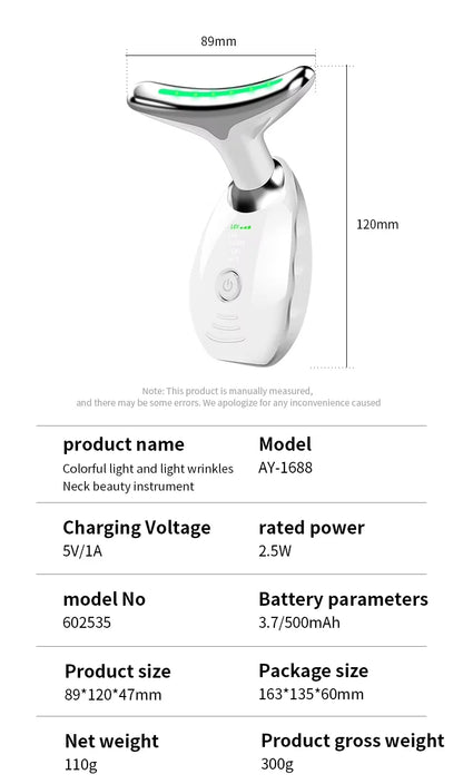EMS Microcurrent Chin Lifting Face Neck Beauty Device LED Photon Firming Rejuvenation Anti Wrinkle Skin Care Facial Massager