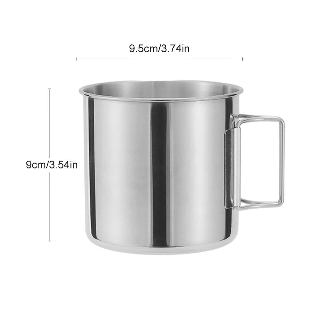 Camping Mug Stainless Steel Coffee Cup Tourist Tableware Picnic Utensils Outdoor Kitchen Equipment Cooking Set Cookware Hiking