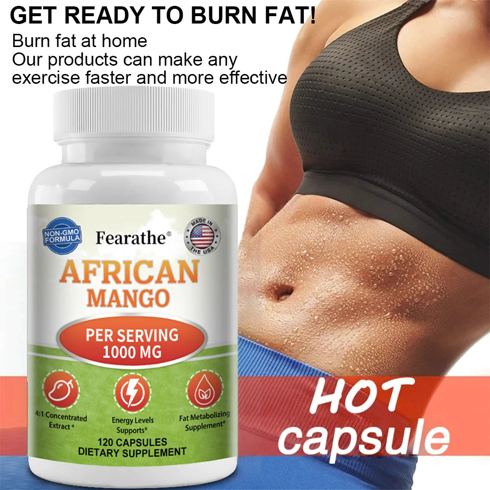 African Mango Extract Cleanse 120 Capsules - 4:1 Concentrated Extract - Fat Burner, Appetite Control Supplement, Detox Capsules