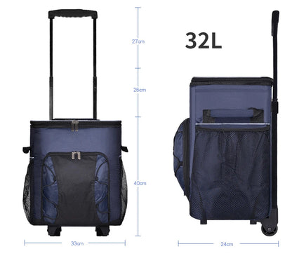 Camping Cooler Portable Insulated Cooler Bag with Wheels and Handle Ideal for Festivals Picnics Outdoor Camping Supply Accessory