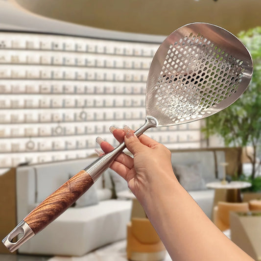 1 piece of stainless steel large strainer skimmer, kitchen filter for frying and hot pot, drainage accessory for cooking