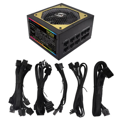 550W Power Supply Fully Modular PSU ARGB Gaming PC Power Supply 20+4Pin Connector with 120mm Low-Noise FDB Fan