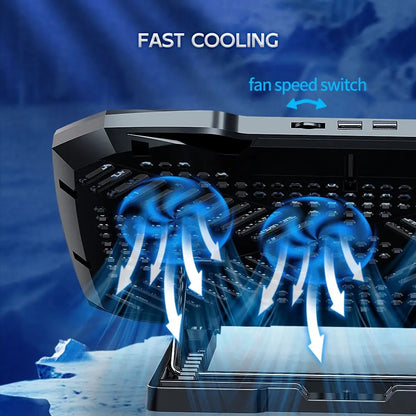 COOLCOLD Gaming Laptop Cooling Pad 3 Big Fans for 10-17 Inch Notebook, Laptop Cooler with 5 Height Adjustable, 2 USB Ports