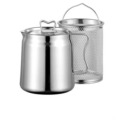 304 Stainless Steel Oil Filter Pot with Lid Deep Fryer Pasta Strainer Basket Chicken Fried Food Strainer Household Kitchen Tools
