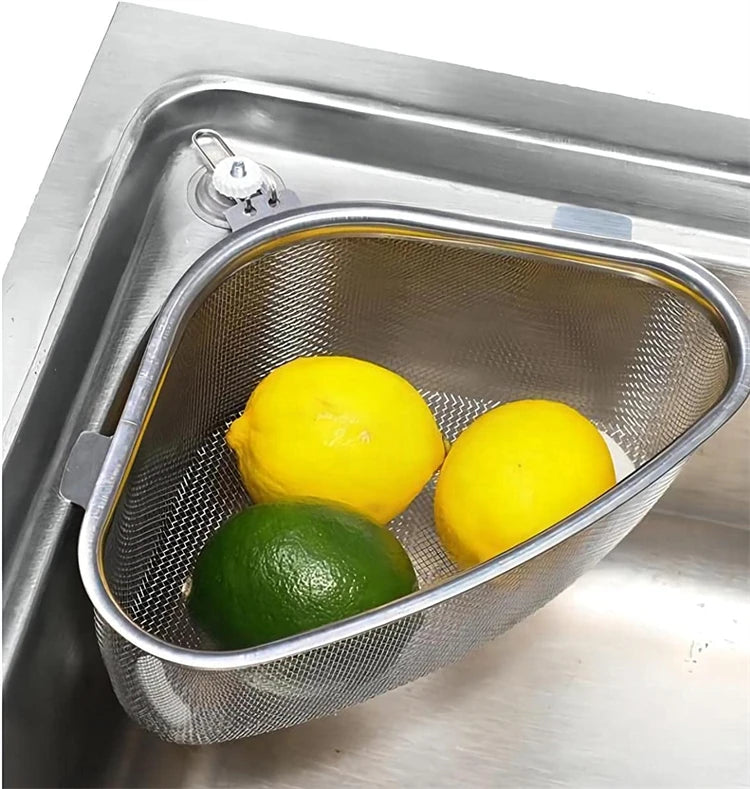 1 Piece Stainless Steel Sink Strainer Basket for Sink Colander In-Sink Mesh Colander Strainer Basket Triangle Sink Drainer YY133