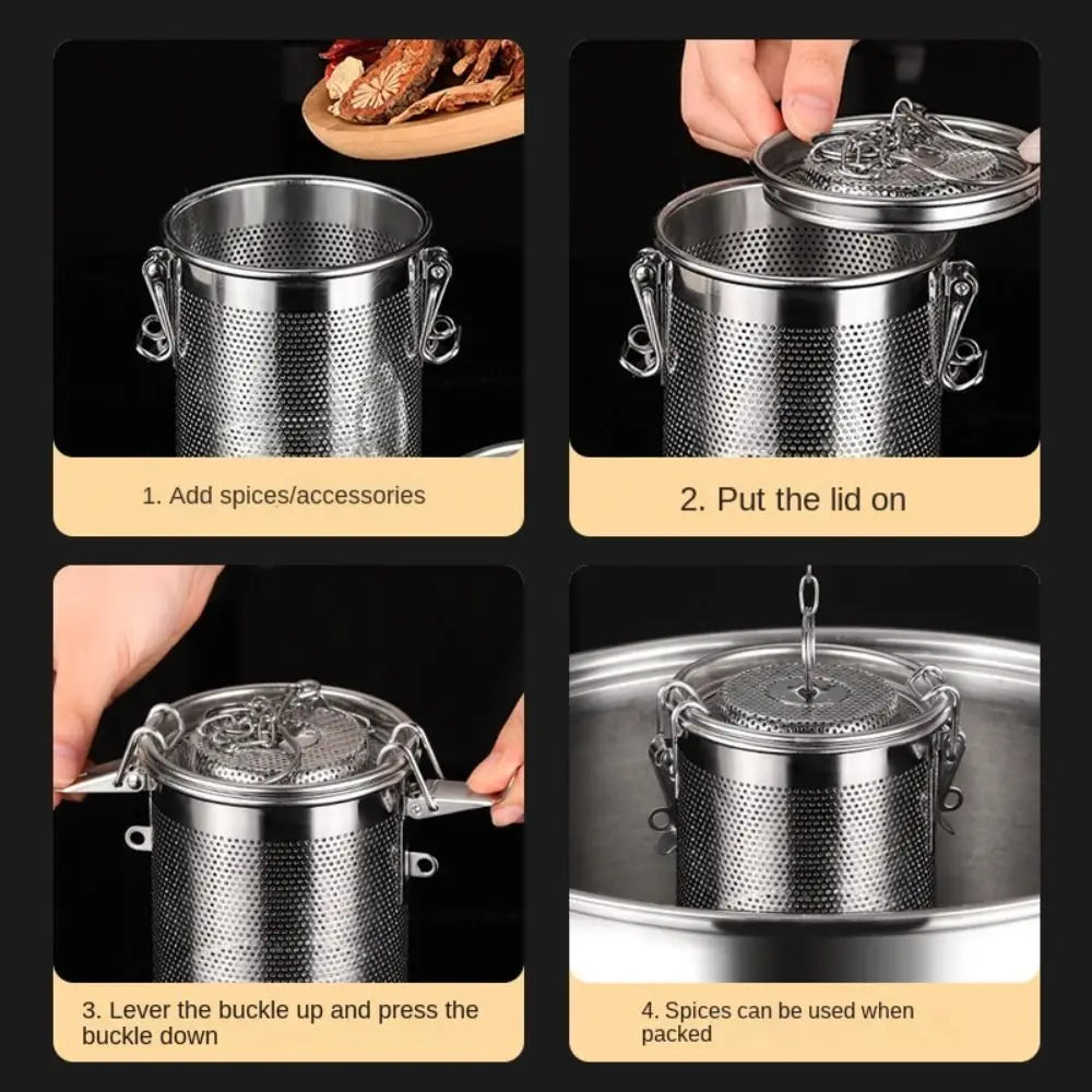Stew Seasoning Strainer Kitchen Stainless Steel Brine Basket Filter Bag Brine Cage Aniseed Strainer Seasoning Ball Seasoning Box
