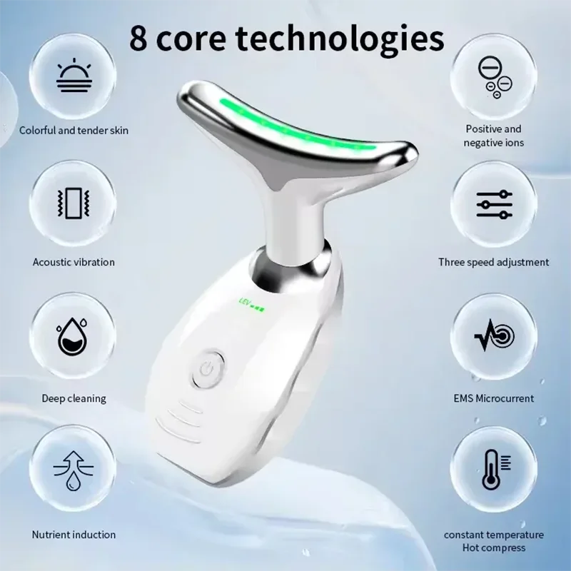 EMS Microcurrent Chin Lifting Face Neck Beauty Device LED Photon Firming Rejuvenation Anti Wrinkle Skin Care Facial Massager