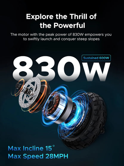 ENGWE 830W Peak Electric Folding Scooter, 48V 18.2AH, 43.5 Miles Range, 28mph, 10*4.0 Tires, Full Suspension, City & Rough Road