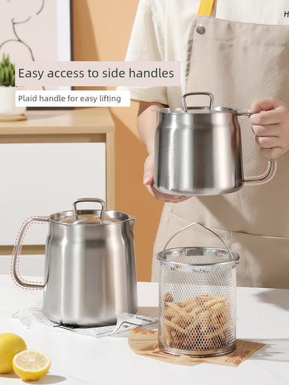 304 Stainless Steel Oil Draining Pot For Home Fried Oil Drain Oil Filter Oil Residue Belt Strainer Food Grade Lard Storage Tank