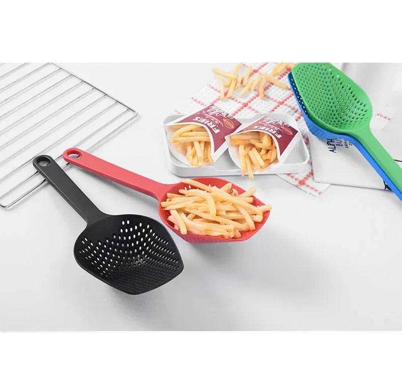 Vegetable Strainer Cooking Shovels Vegetable French Fries Strainer Scoop Nylon Spoon Large Colander Soup Filter Kitchen Tools