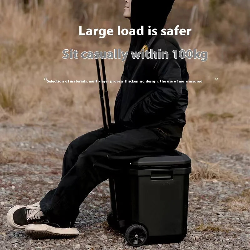 mount peak 38L Outdoor Refrigerator with Trolley Wheels Incubator Portable Warm Box BBQ Car Pulley Warm Box Refrigerator Box