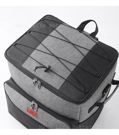 Ice Box Outdoor Thermal Cooler Box with Trolley Wheels Camping Portable Cooler Box Warm Box Refrigerator Box