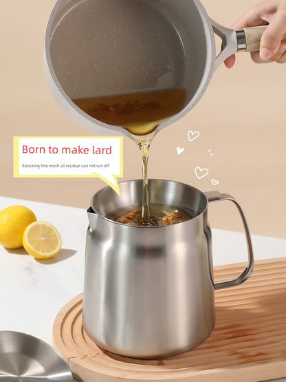 304 Stainless Steel Oil Draining Pot For Home Fried Oil Drain Oil Filter Oil Residue Belt Strainer Food Grade Lard Storage Tank