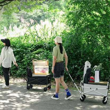 Portable Folding Utility Beach Cart Wagon Heavy Duty Large Capacity Foldable Wagon Outdoor Trolley Portable Garden Camping Cart