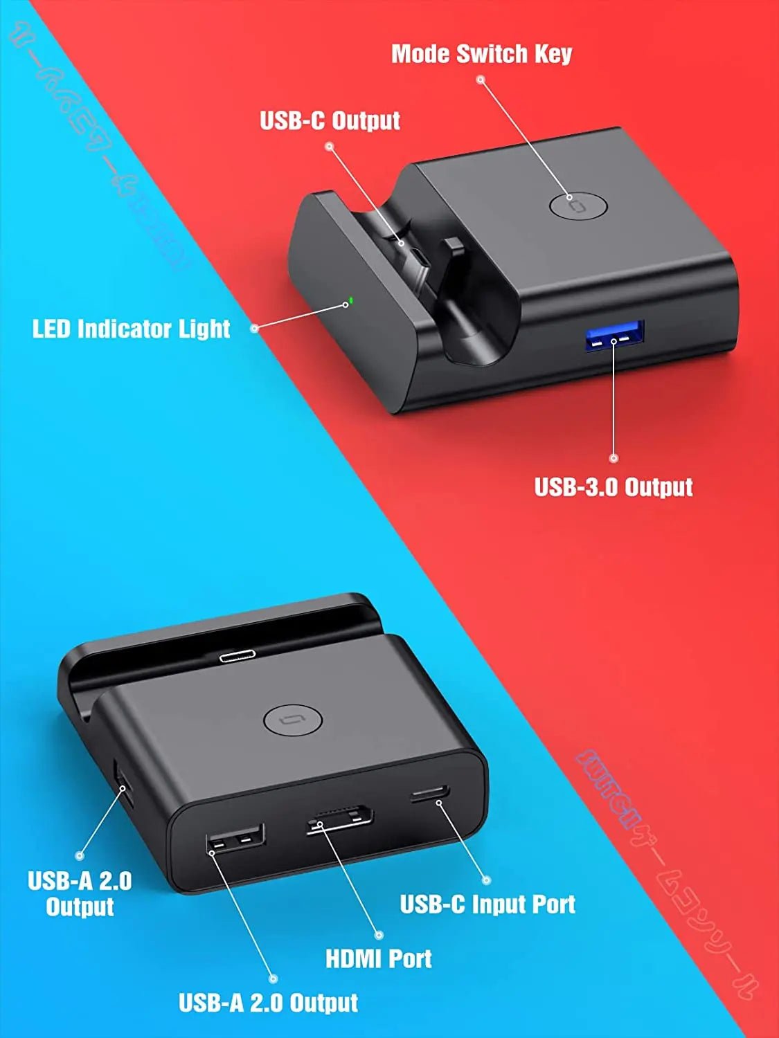 NEWDERY Switch TV Dock for Nintendo Switch&OLED USB C to HDMI Multiport Hub Adapter Portable PD Charger Dock Switch Accessories