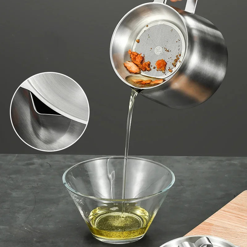 304 Stainless Steel Oil Filter Pot with Lid Deep Fryer Pasta Strainer Basket Chicken Fried Food Strainer Household Kitchen Tools