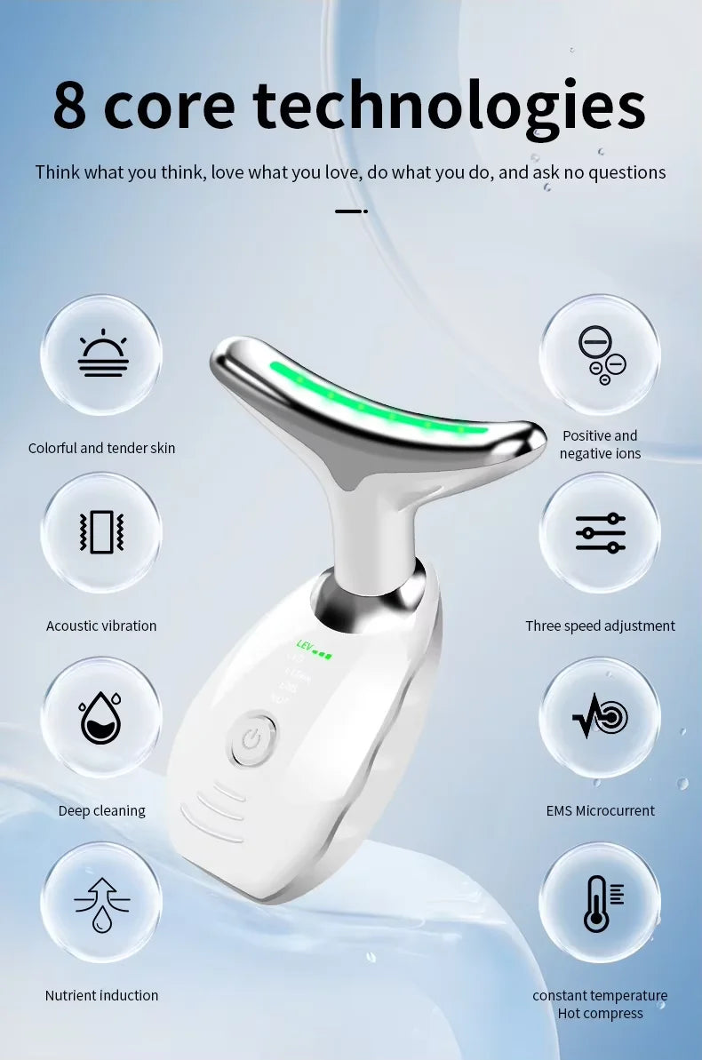 EMS Microcurrent Chin Lifting Face Neck Beauty Device LED Photon Firming Rejuvenation Anti Wrinkle Skin Care Facial Massager