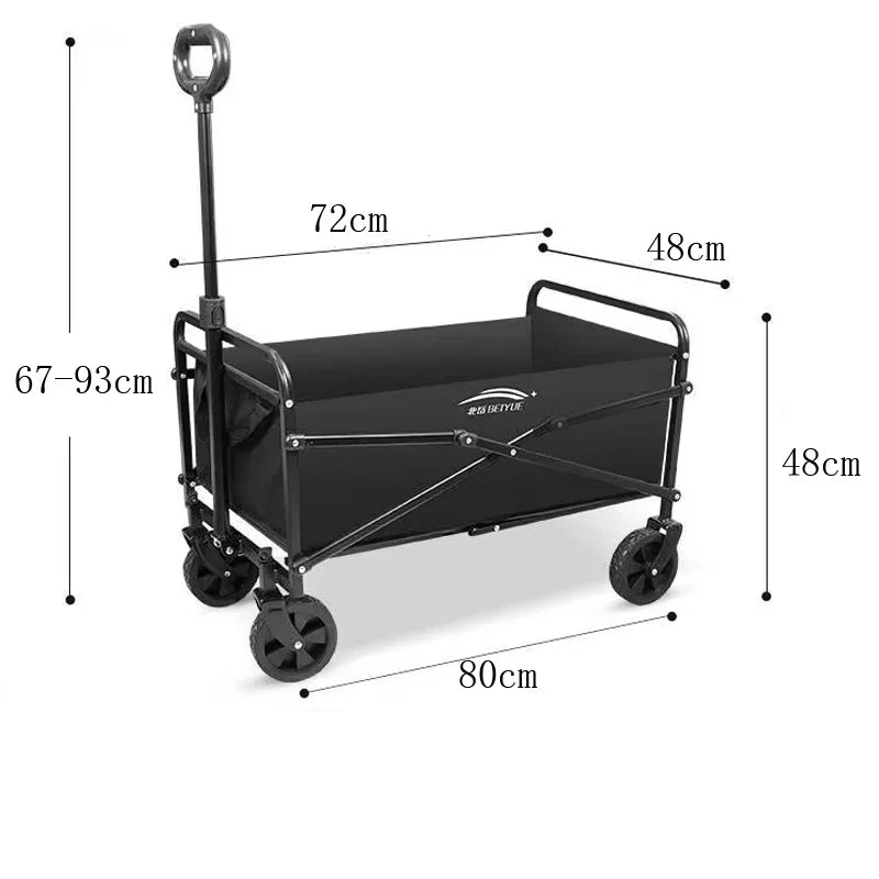 Portable Folding Utility Beach Cart Wagon Heavy Duty Large Capacity Foldable Wagon Outdoor Trolley Portable Garden Camping Cart