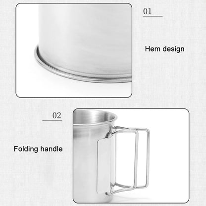 Camping Mug Stainless Steel Coffee Cup Tourist Tableware Picnic Utensils Outdoor Kitchen Equipment Cooking Set Cookware Hiking
