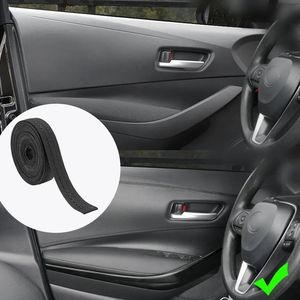 Car Mouldings Trim PU Leather Car Interior DIY Strips Self-Adhesive Dashboard Leather Decorative Line Car Interior Accessories