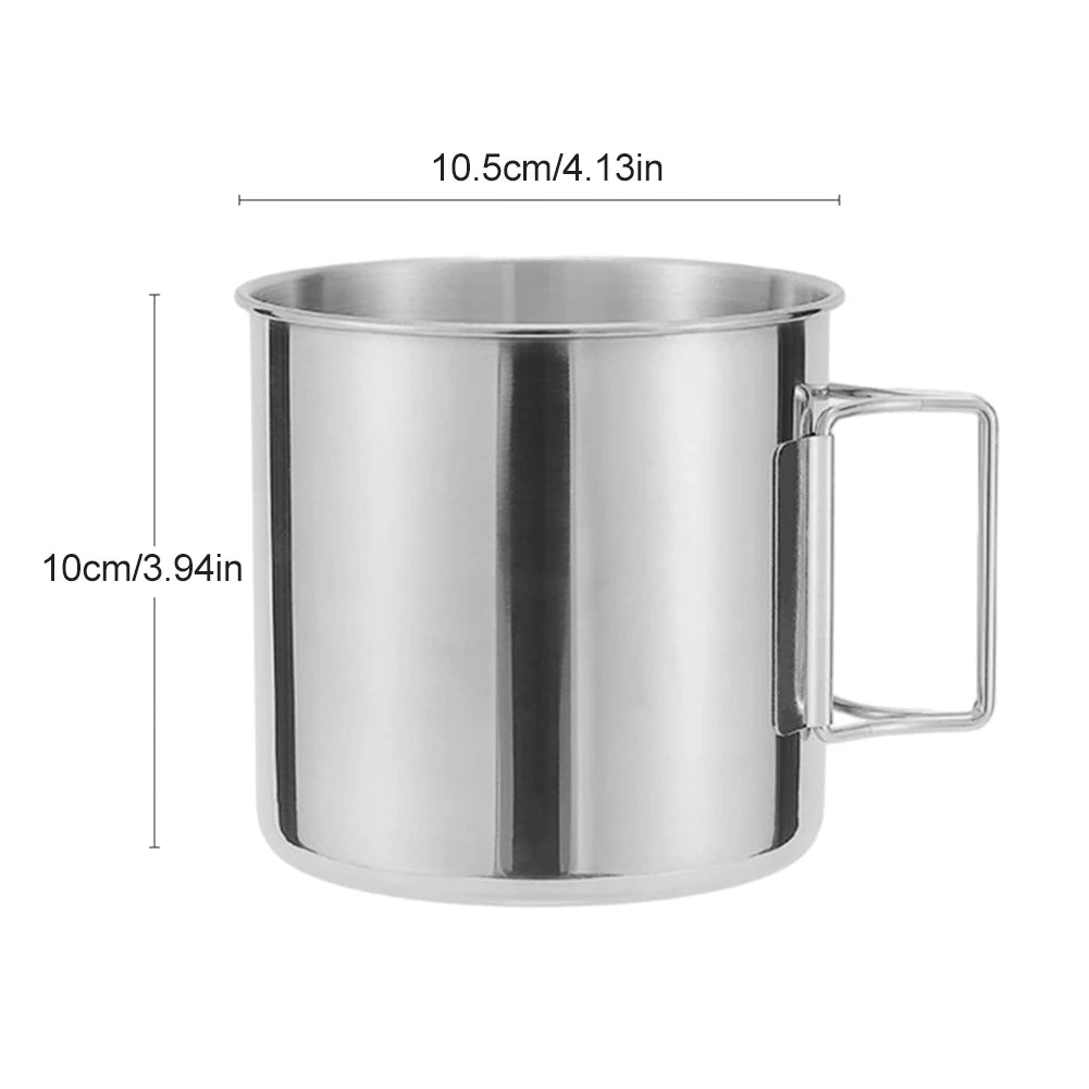 Camping Mug Stainless Steel Coffee Cup Tourist Tableware Picnic Utensils Outdoor Kitchen Equipment Cooking Set Cookware Hiking