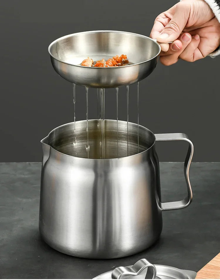 304 Stainless Steel Oil Filter Pot with Lid Deep Fryer Pasta Strainer Basket Chicken Fried Food Strainer Household Kitchen Tools