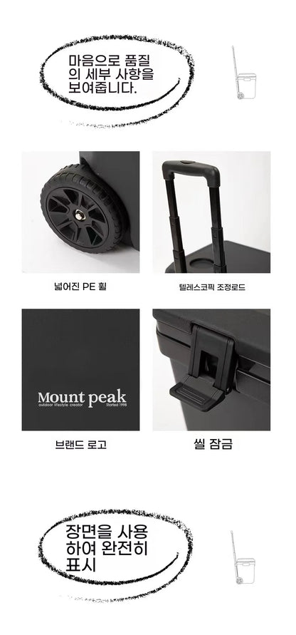 mount peak 38L Outdoor Refrigerator with Trolley Wheels Incubator Portable Warm Box BBQ Car Pulley Warm Box Refrigerator Box