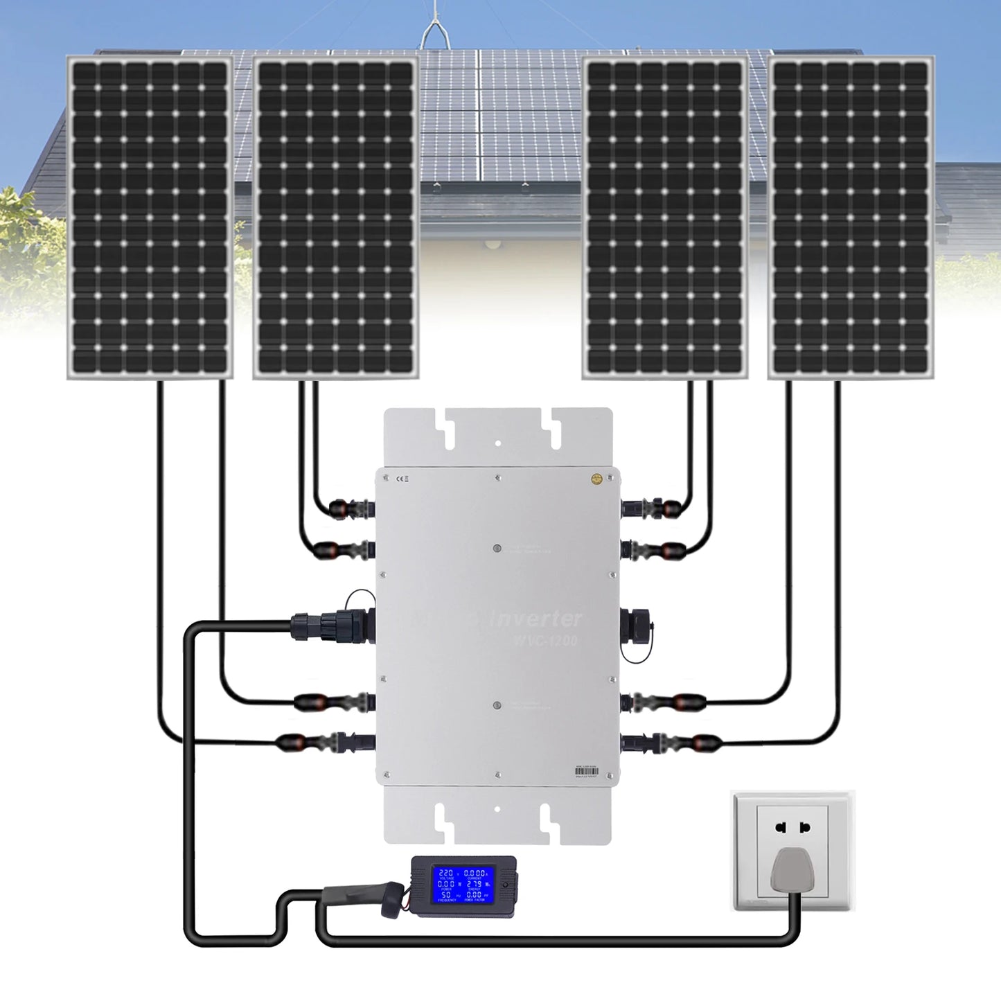 WVC-1200W Solar Grid Tie Inverter Waterproof IP65 Pure Sine Wave Inverter