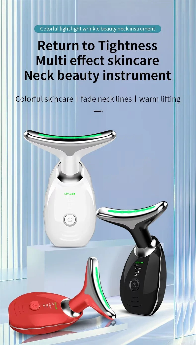 EMS Microcurrent Chin Lifting Face Neck Beauty Device LED Photon Firming Rejuvenation Anti Wrinkle Skin Care Facial Massager