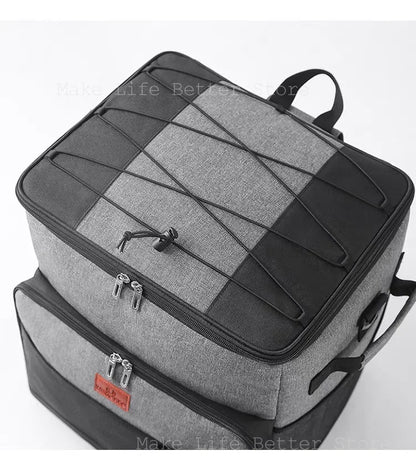 Ice Box Outdoor Thermal Cooler Box with Trolley Wheels Camping Portable Cooler Box Warm Box Refrigerator Box
