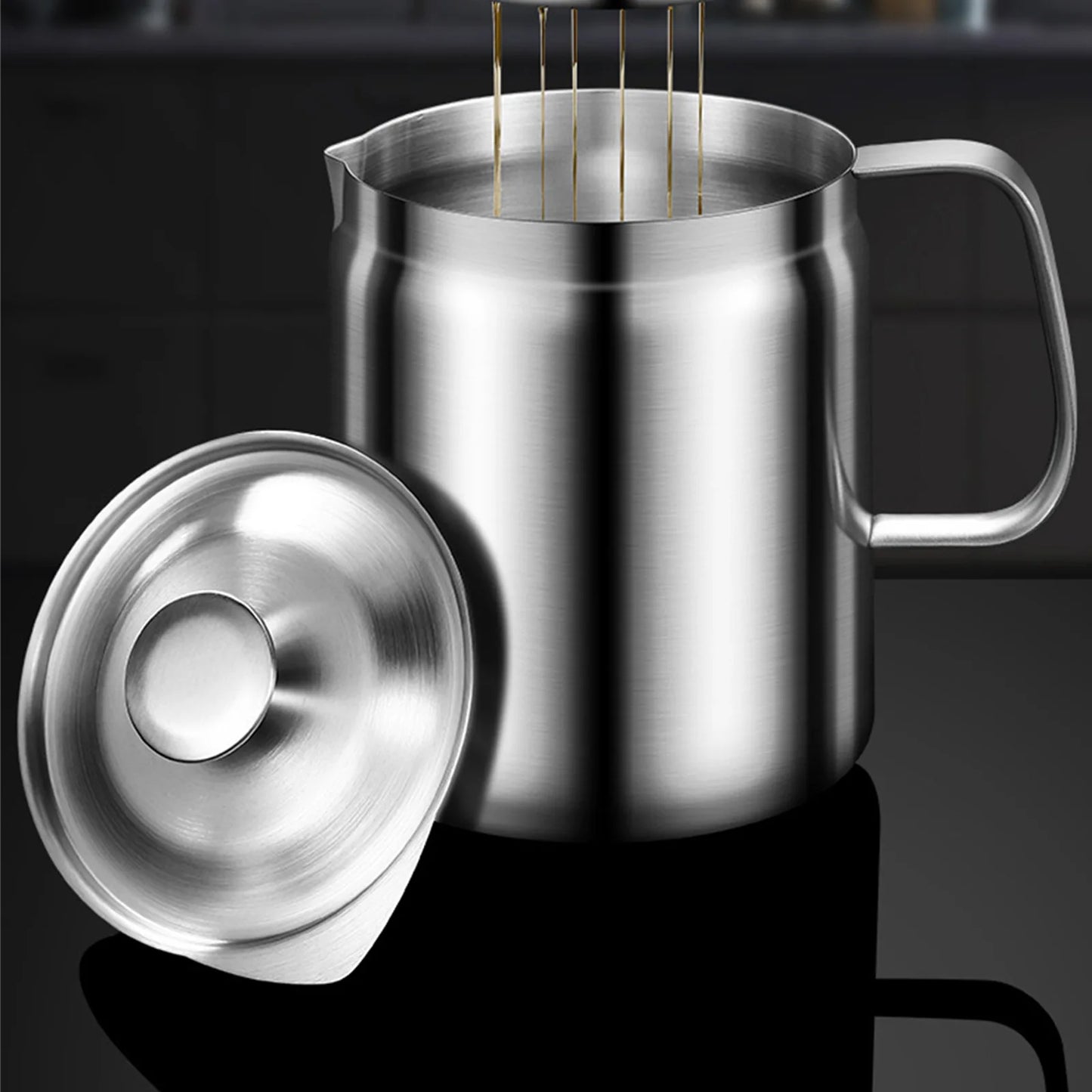 Stainless Steel Oil Strainer Pot for Filtering and Storing Hot Oil Frying Oil and Grease in Restaurants and Homes