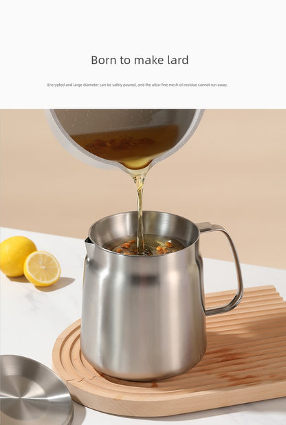 304 Stainless Steel Oil Draining Pot For Home Fried Oil Drain Oil Filter Oil Residue Belt Strainer Food Grade Lard Storage Tank