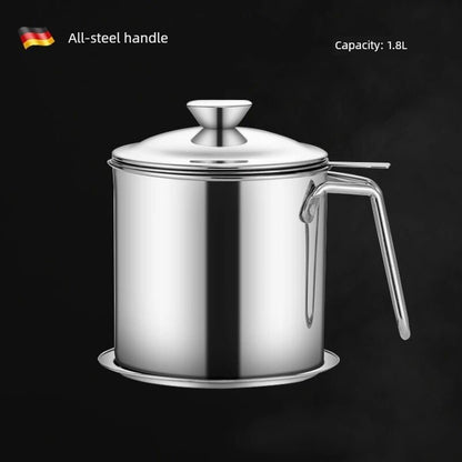 Oil Pot with Lid Capacity Oil Bowl Pot Household Hot Oil Large Oil Bottle Oil Tank Oil Leakage Kitchen Can Pot Stainless Steel Filter