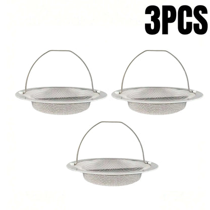 1/2/3Pcs Kitchen Sink Strainer With Handle Stainless Steel Mesh Filter Drain Stopper Food Residue Hair Catcher Prevents Clogs