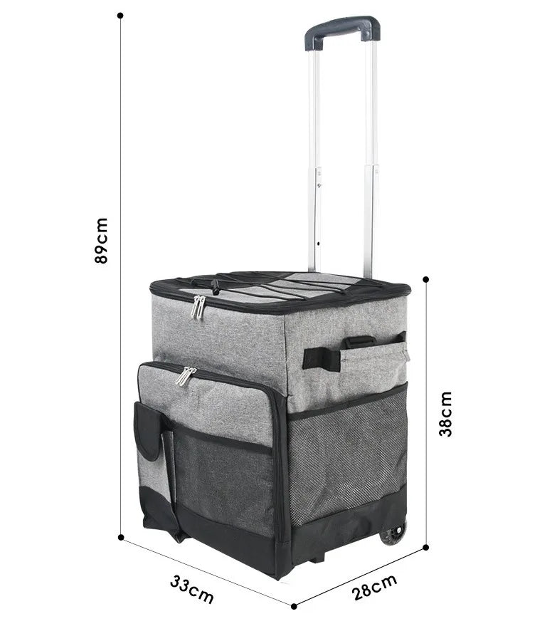 60 Can Large Soft Cooler Bag -Heat Preservation Refrigeration Bag Waterproof Collapsible All-Terrain Cart with Wheels for Beach