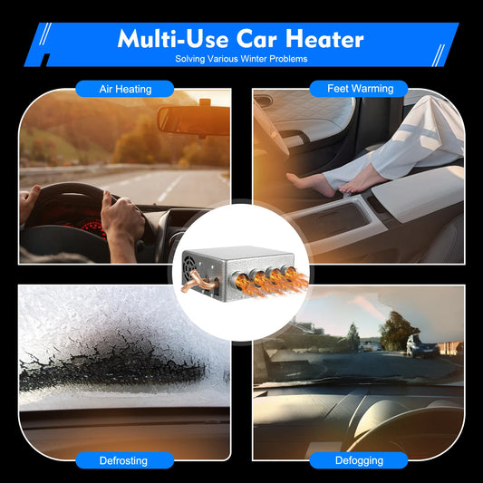 12V Car Heater Universal Vehicles Heater w/ 4 ports Vents Window Windshield Demister for Car or Truck Minivans Excavators