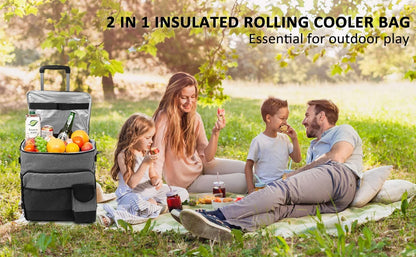 60 Can Large Soft Cooler Bag -Heat Preservation Refrigeration Bag Waterproof Collapsible All-Terrain Cart with Wheels for Beach