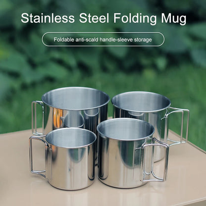 Camping Mug Stainless Steel Coffee Cup Tourist Tableware Picnic Utensils Outdoor Kitchen Equipment Cooking Set Cookware Hiking