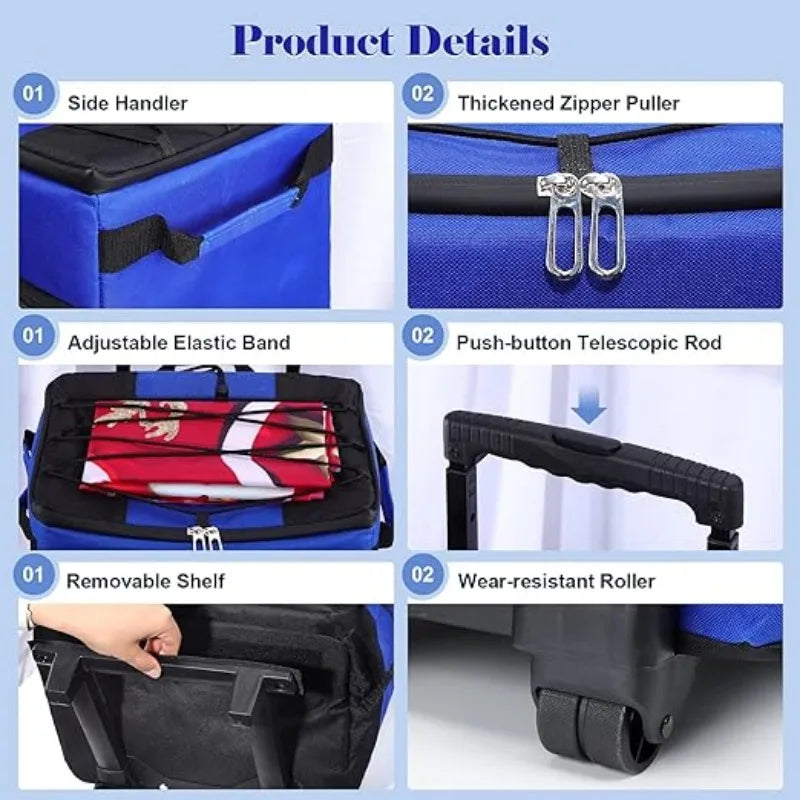 Camping Cooler Portable Insulated Cooler Bag with Wheels and Handle Ideal for Festivals Picnics Outdoor Camping Supply Accessory