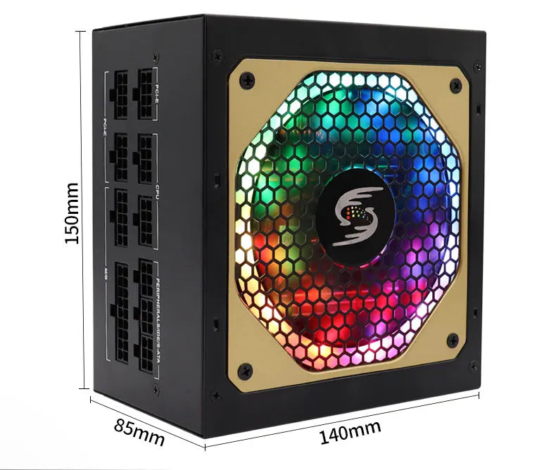 550W Power Supply Fully Modular PSU ARGB Gaming PC Power Supply 20+4Pin Connector with 120mm Low-Noise FDB Fan
