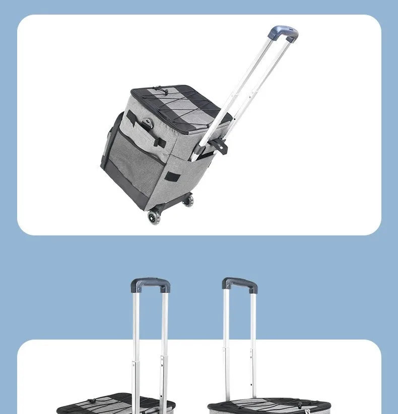 60 Can Large Soft Cooler Bag -Heat Preservation Refrigeration Bag Waterproof Collapsible All-Terrain Cart with Wheels for Beach