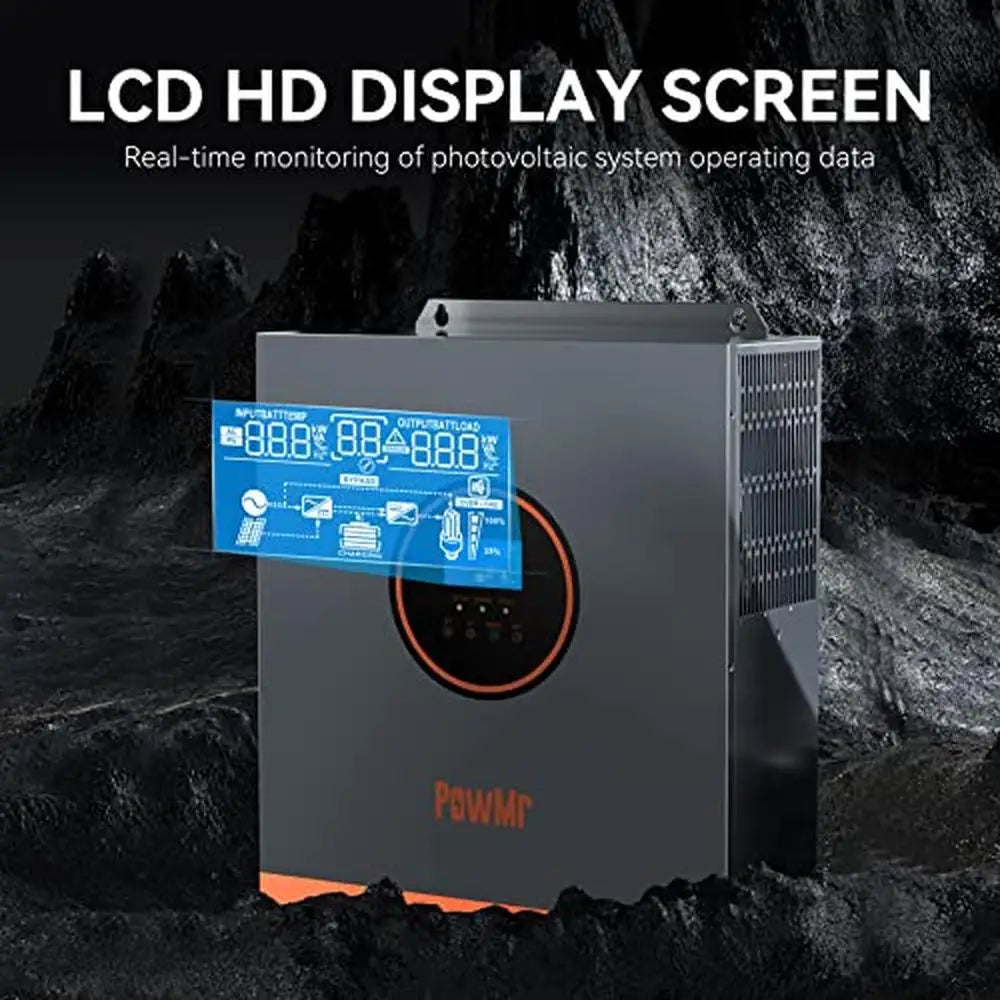 5000W Hybrid Solar Inverter Charger 48V DC 110V AC MPPT Controller LCD Display Short-Circuit Protection PV Input Smart Battery