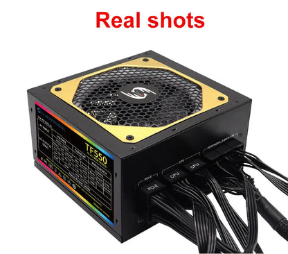 550W Power Supply Fully Modular PSU ARGB Gaming PC Power Supply 20+4Pin Connector with 120mm Low-Noise FDB Fan