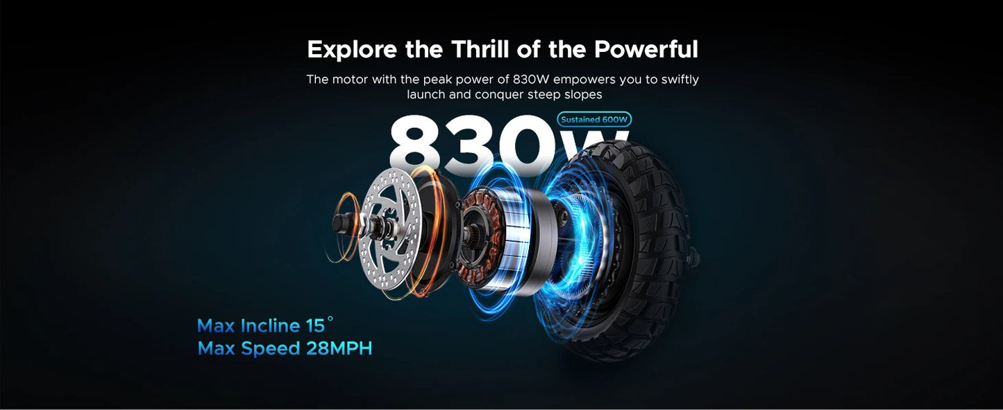 ENGWE 830W Peak Electric Folding Scooter, 48V 18.2AH, 43.5 Miles Range, 28mph, 10*4.0 Tires, Full Suspension, City & Rough Road