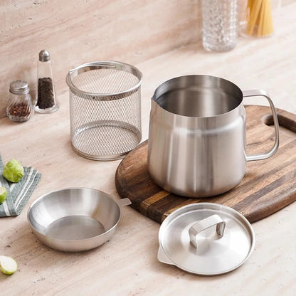Features Oil Filter Pot Storage Container Oil Filter Pot Storage Container Rust Proof And Premium Mesh Stainless Steel