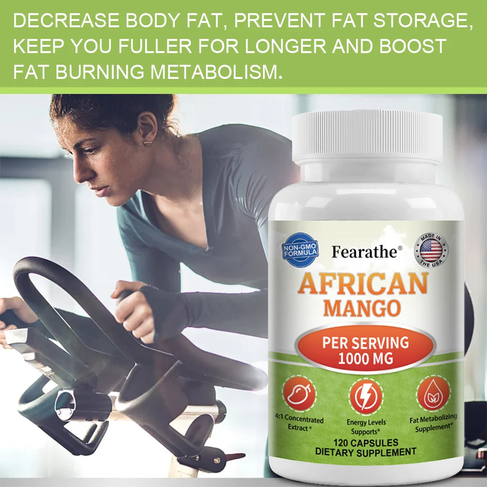 African Mango Extract Cleanse 120 Capsules - 4:1 Concentrated Extract - Fat Burner, Appetite Control Supplement, Detox Capsules