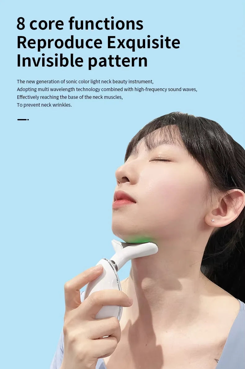 EMS Microcurrent Chin Lifting Face Neck Beauty Device LED Photon Firming Rejuvenation Anti Wrinkle Skin Care Facial Massager