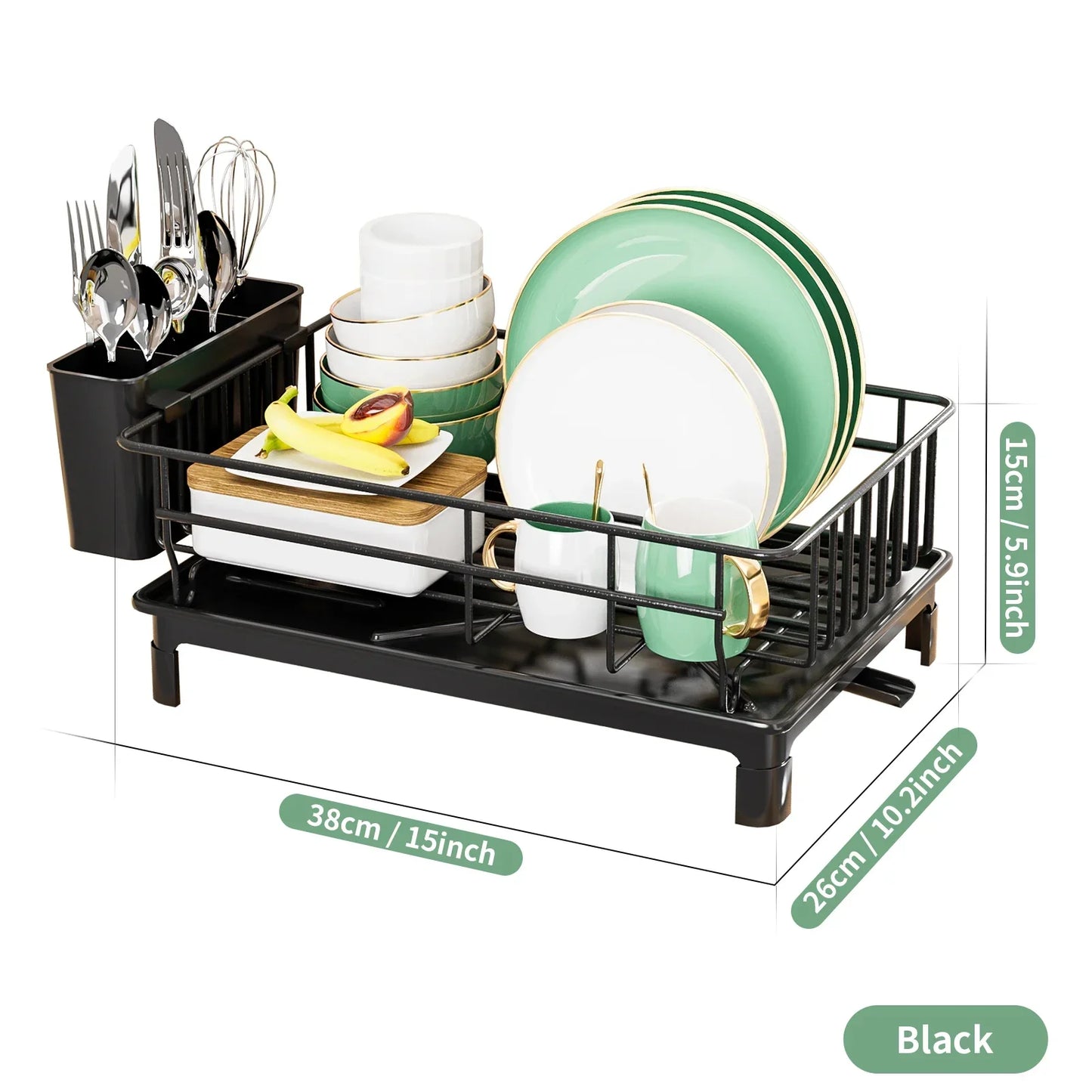 dish draining rack,Cutlery rack with drain tray and drip line,cup holder,cutlery holder,Kitchen countertop storage rack Strainer