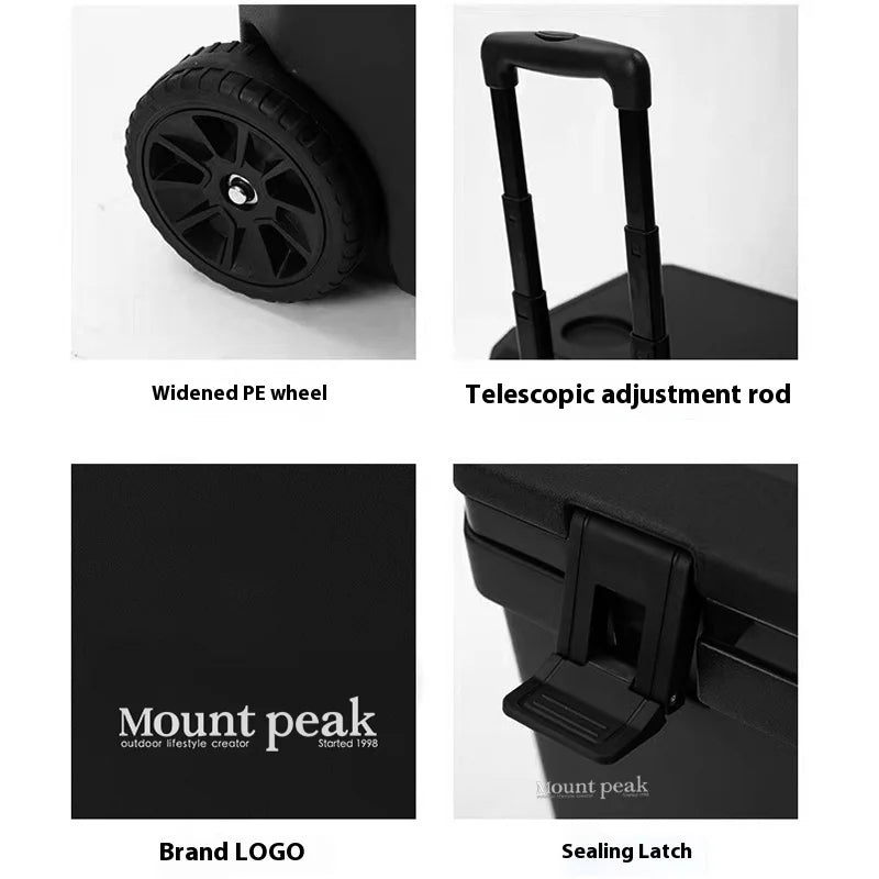 mount peak 38L Outdoor Refrigerator with Trolley Wheels Incubator Portable Warm Box BBQ Car Pulley Warm Box Refrigerator Box