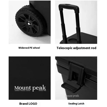 mount peak 38L Outdoor Refrigerator with Trolley Wheels Incubator Portable Warm Box BBQ Car Pulley Warm Box Refrigerator Box